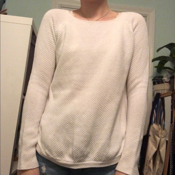 PROPAGANDA White Waffle Pullover Sweater - Picture 3 of 6